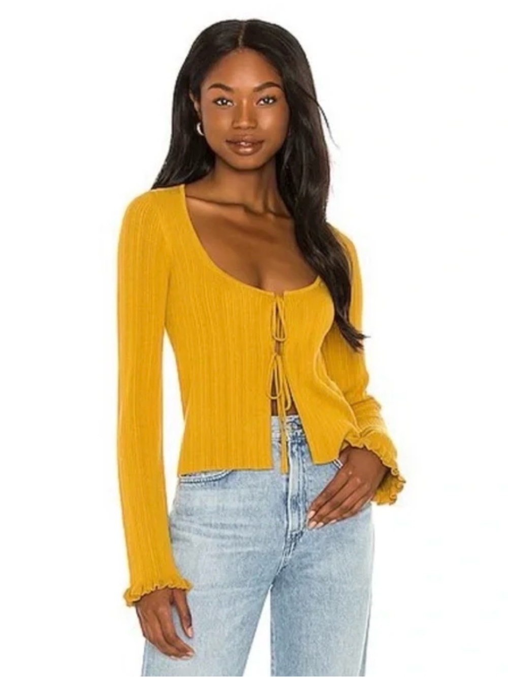 NWT House of Harlow 1969 x Revolve Bree Knit Sweater Size Small Marigold